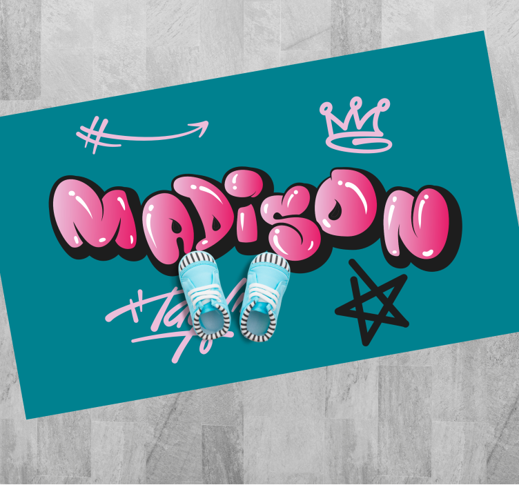 Tapis vinyle ado graffiti rose avec nom - TenStickers