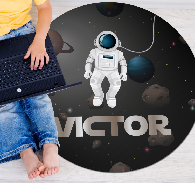 Tapis vinyle autres tapis astronaute de l'univers avec nom - TenStickers