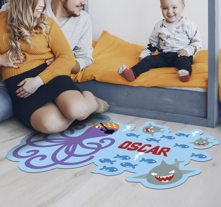 Tapis vinyle personnalisé créatures marines - TenStickers