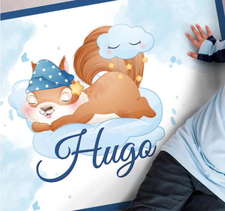 Tapis vinyle personnalisé écureuil mignon rêvant - TenStickers