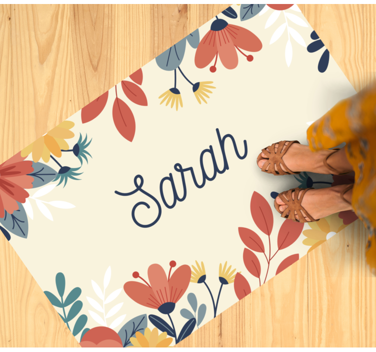 Tapis vinyle personnalisé Étiquette florale personnalisée - TenStickers