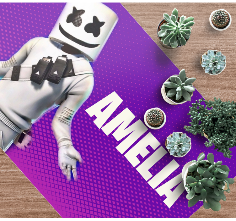 Tapis vinyle ado figurine dj avec nom - TenStickers