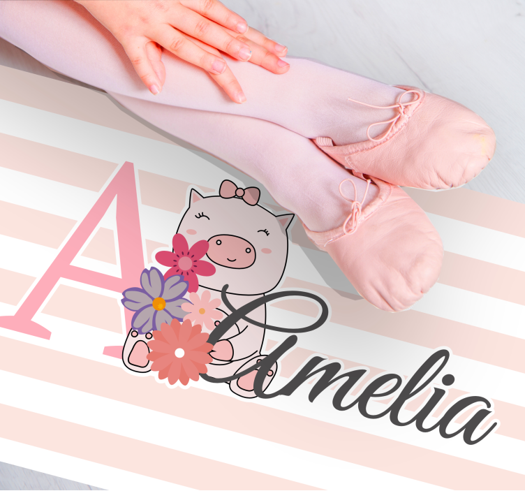 Tapis vinyle personnalisé illustration de cochon mignon - TenStickers