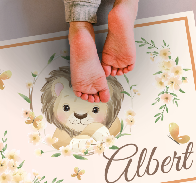 Tapis vinyle autres tapis bébé lion avec nom - TenStickers