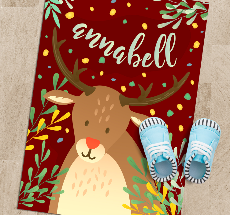 Tapis vinyle noël renne avec nom - TenStickers