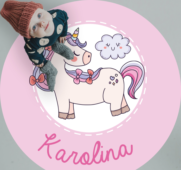 Tapis vinyle personnalisé licorne avec nom - TenStickers