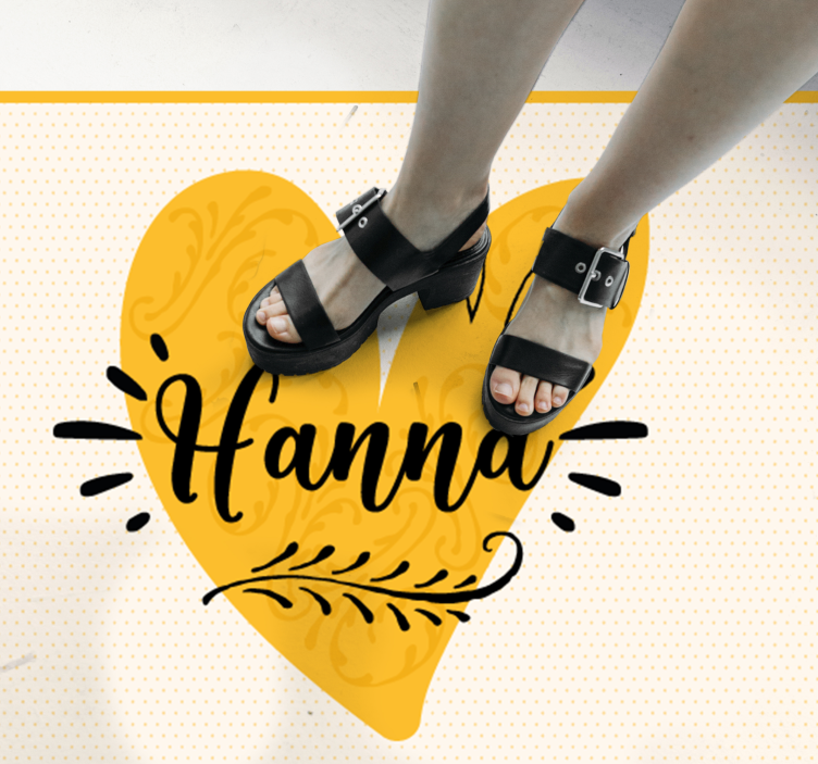 Tapis vinyle ado coeur orange personnalisé - TenStickers