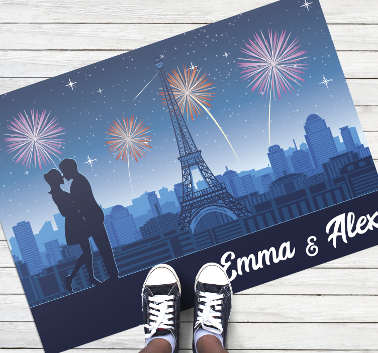 Tapis vinyle personnalisé romance parisienne - TenStickers