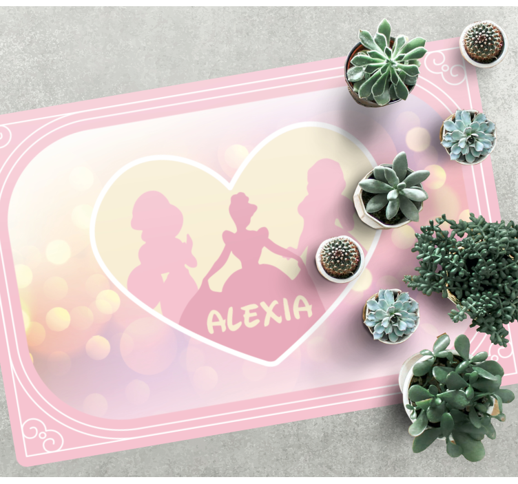 Tapis vinyle personnalisé silhouette de princesse coeur - TenStickers