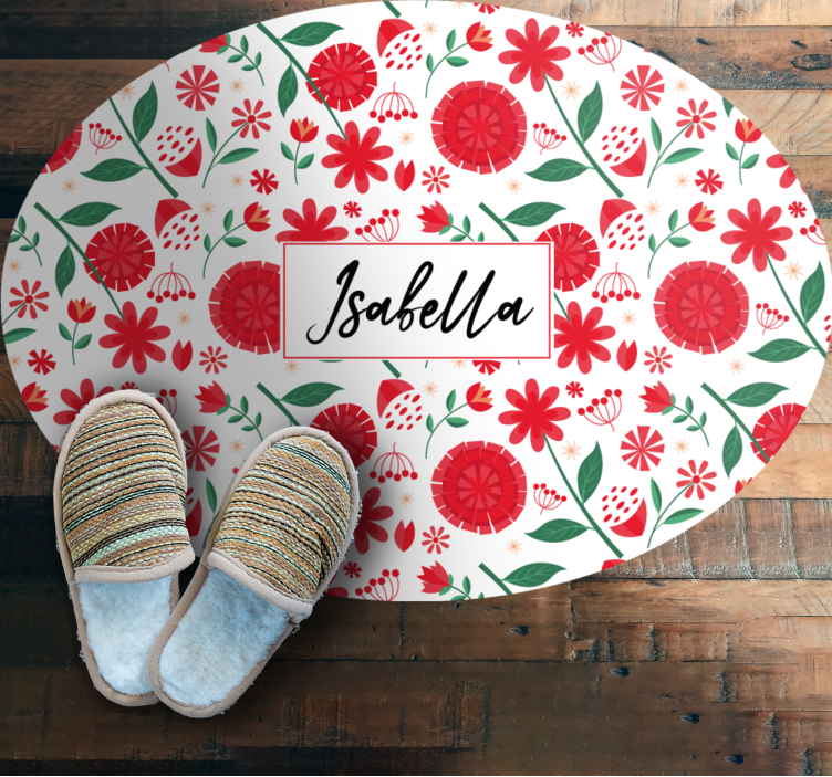 Tapis vinyle chambre fleurs rouges personnalisées - TenStickers