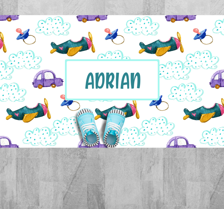 Tapis vinyle personnalisé thème d'avion fantaisiste - TenStickers