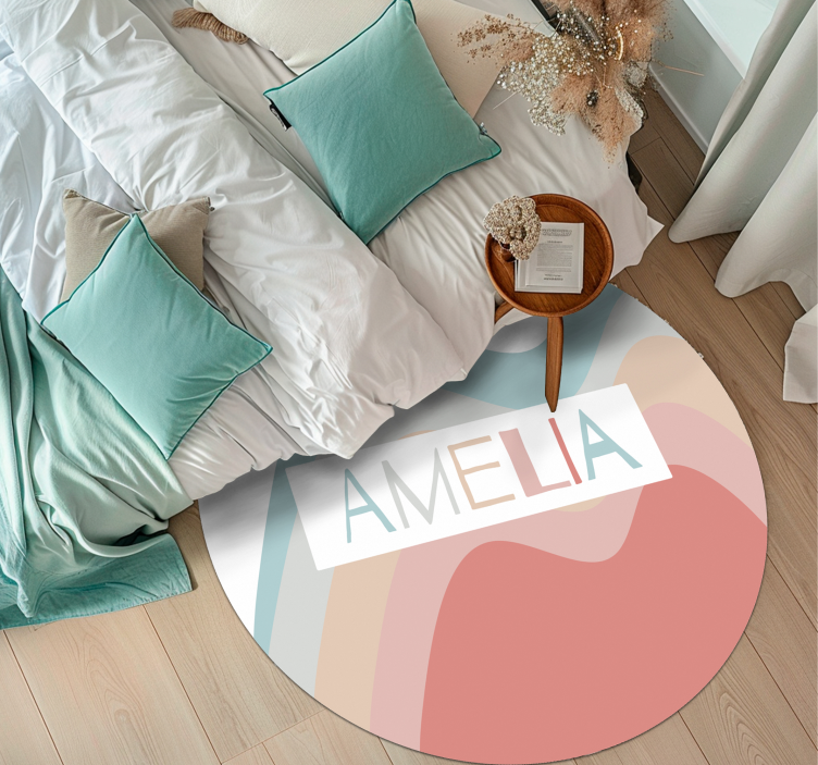 Tapis vinyle rond personnalisé vague couleur pastel - TenStickers