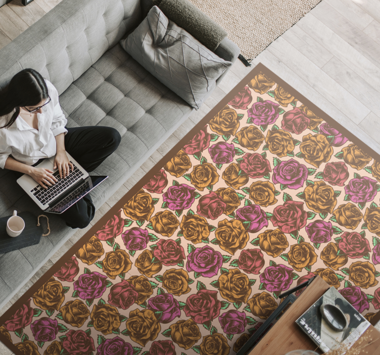Tapis vinyle plantes à motifs de roses - TenStickers