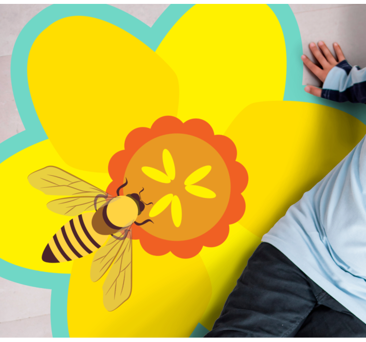 Tapis vinyle plantes abeille sur un tournesol - TenStickers