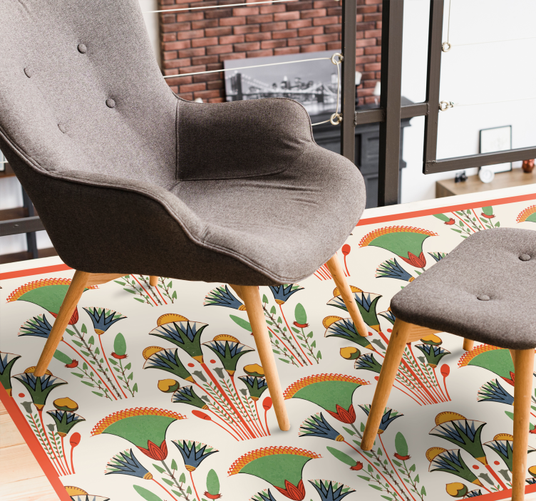 Tapis vinyle plantes motif vintage scandinave - TenStickers