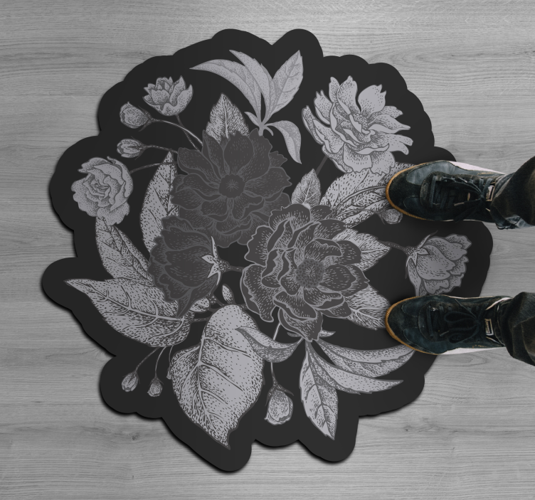 Tapis vinyle plantes affichage de contour floral - TenStickers