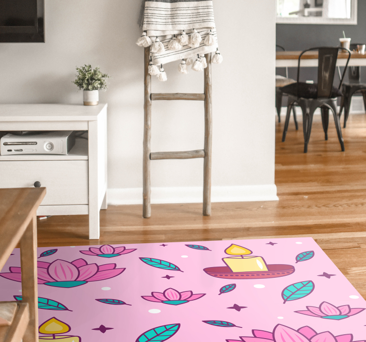 Tapis vinyle plantes ambiance fleur de lotus - TenStickers