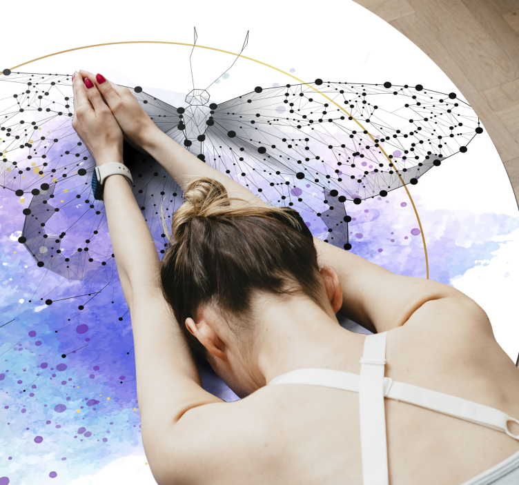 Tapis vinyle plantes aquarelle papillon - TenStickers