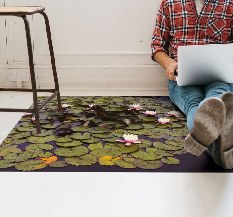 Tapis vinyle plantes beauté de l'étang aux nénuphars - TenStickers