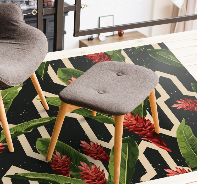 Tapis vinyle plantes botanique géométrique - TenStickers