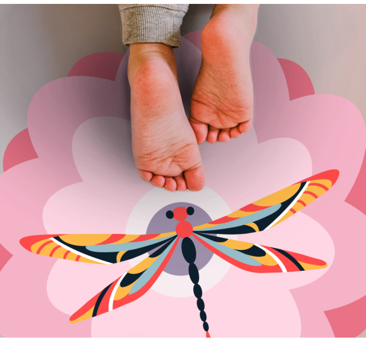 Tapis vinyle plantes centre de table libellule colorée - TenStickers