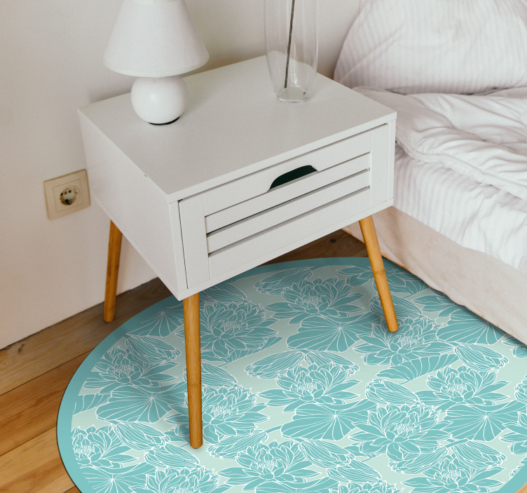 Tapis vinyle plantes cercle à motif floral - TenStickers