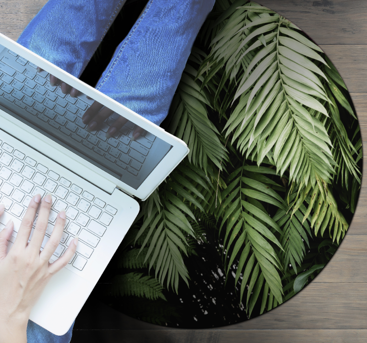 Tapis vinyle plantes cercle de feuillage tropical - TenStickers