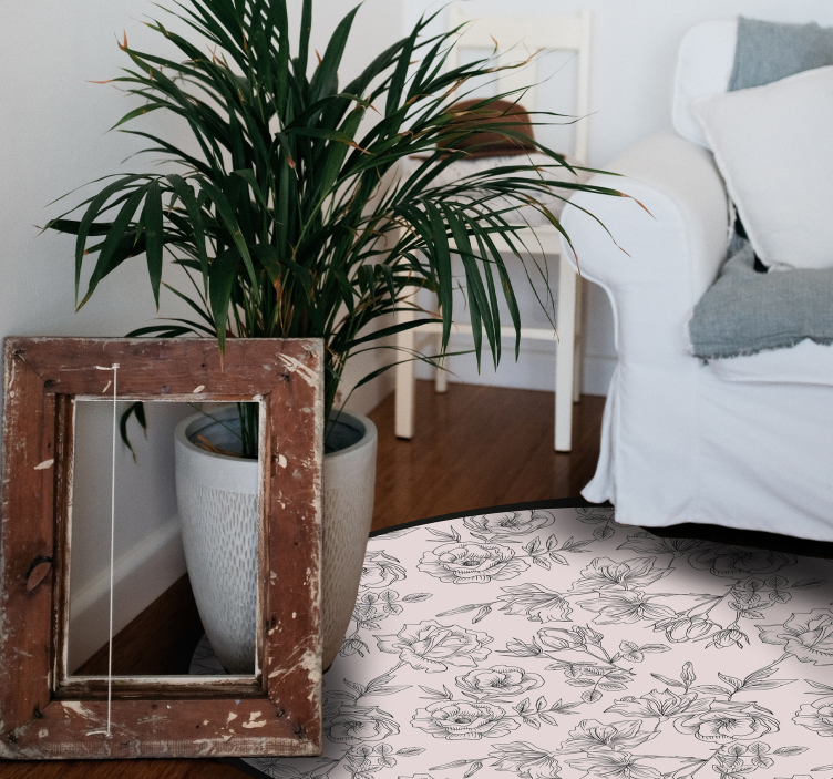 Tapis vinyle plantes cercle de motifs floraux - TenStickers