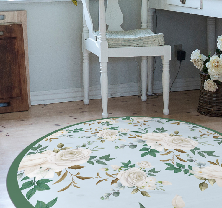 Tapis vinyle plantes composition circulaire florale - TenStickers