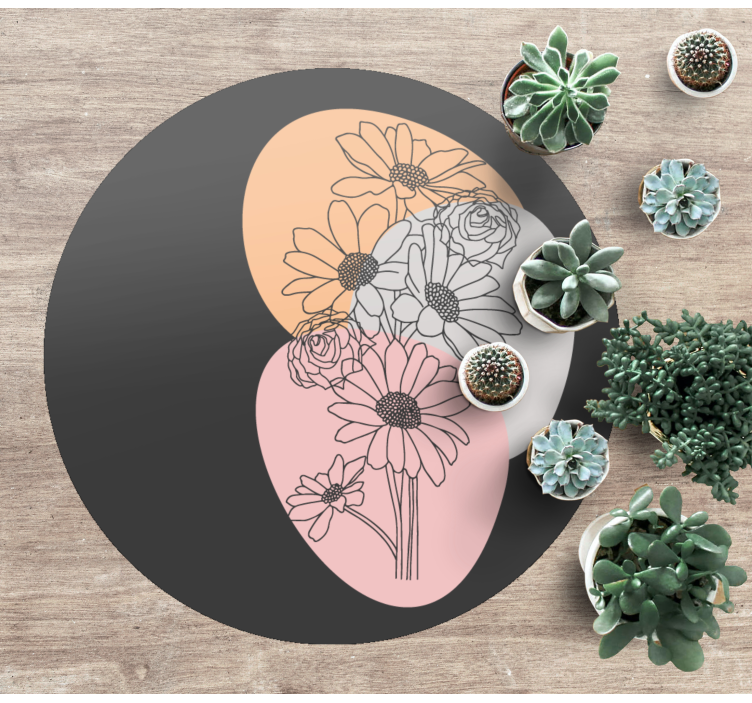 Tapis vinyle plantes composition en cercle - TenStickers