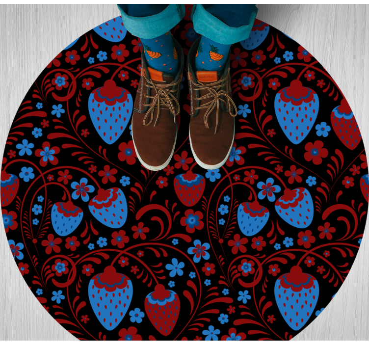 Tapis vinyle cuisine composition florale de fraises - TenStickers