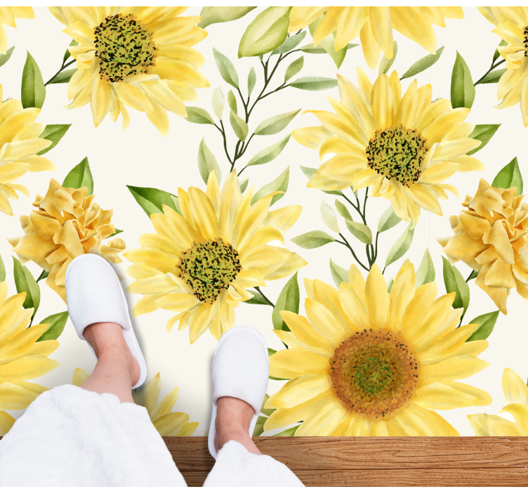 Tapis vinyle plantes composition florale de tournesol - TenStickers