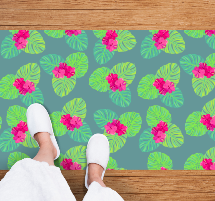 Tapis vinyle plantes composition florale exotique - TenStickers