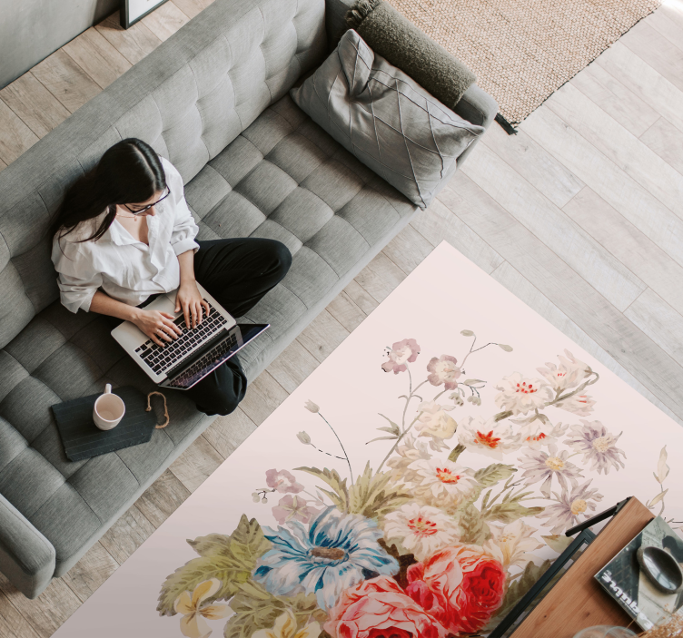 Tapis vinyle plantes composition florale exquise - TenStickers