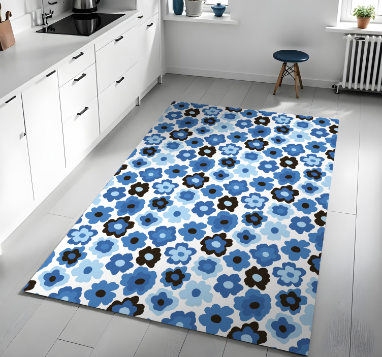 Tapis vinyle plantes coquelicot bleu - TenStickers