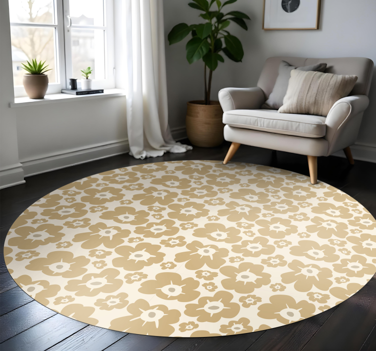 Tapis vinyle plantes coquelicots beiges - TenStickers