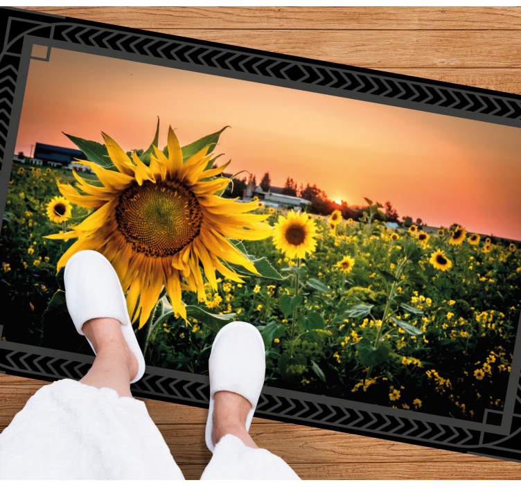 Tapis vinyle plantes coucher de soleil tournesol - TenStickers
