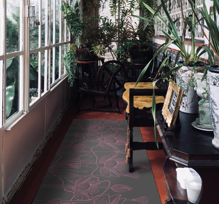 Tapis vinyle plantes croquis de contour floral - TenStickers