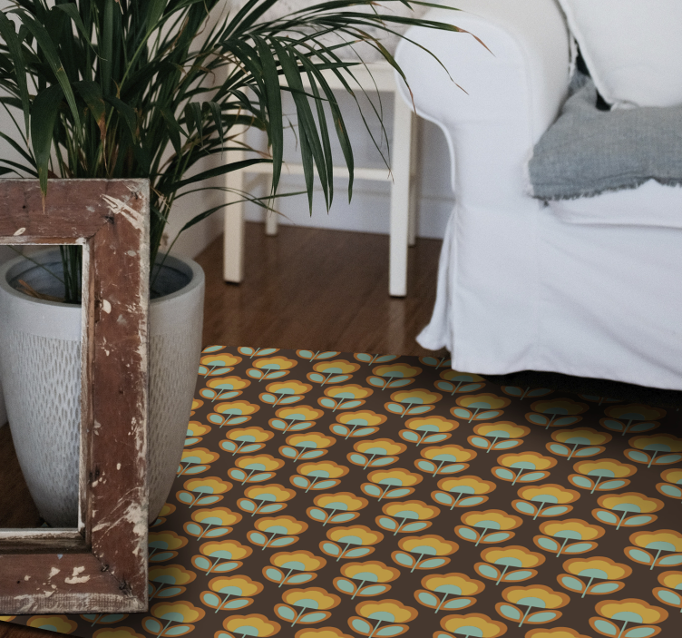 Tapis vinyle plantes design marron vintage - TenStickers