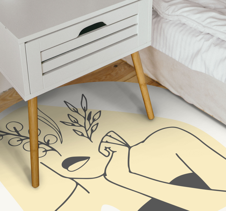 Tapis vinyle plantes dessin au trait élégant - TenStickers