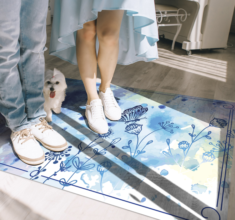 Tapis vinyle plantes élégance aquarelle florale - TenStickers