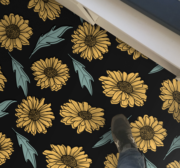 Tapis vinyle plantes élégance de floraison de tournesol - TenStickers