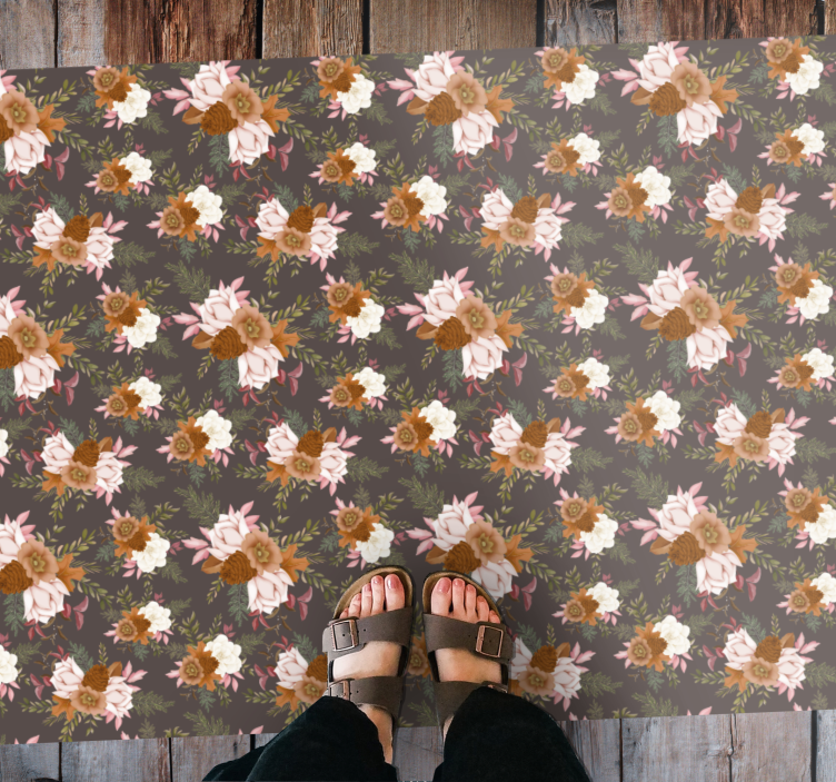 Tapis vinyle plantes élégance du motif floral - TenStickers