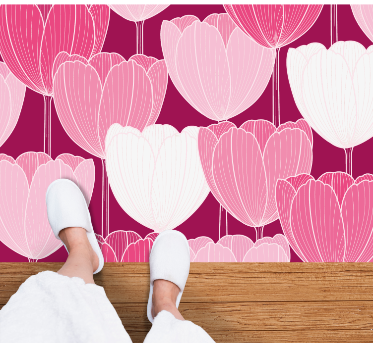 Tapis vinyle plantes éléments de tulipes roses - TenStickers