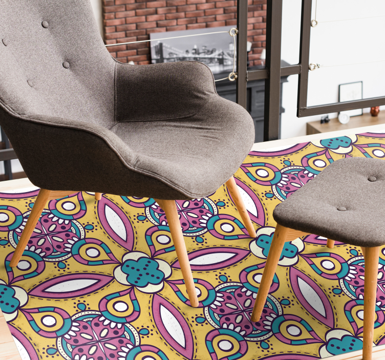 Tapis vinyle plantes ensemble à motif floral - TenStickers