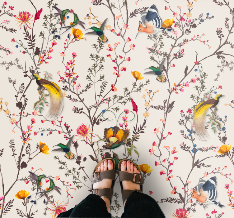 Tapis vinyle plantes et oiseaux botanique - TenStickers