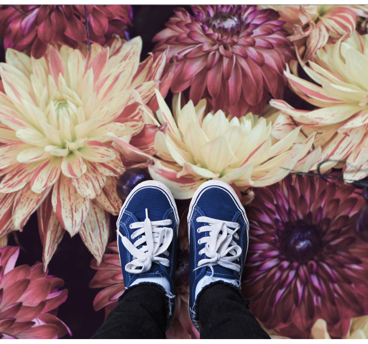 Tapis vinyle plantes exposition de dahlias en fleurs - TenStickers