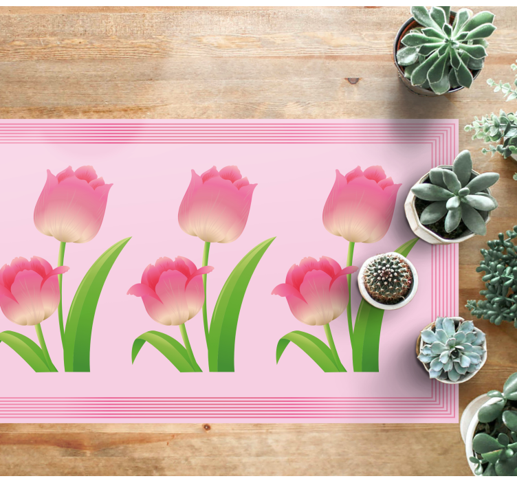 Tapis vinyle plantes exposition de tulipes roses - TenStickers