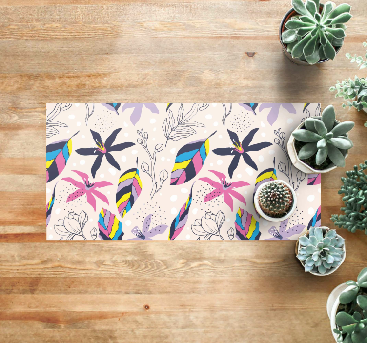 Tapis vinyle plantes fantaisie florale - TenStickers
