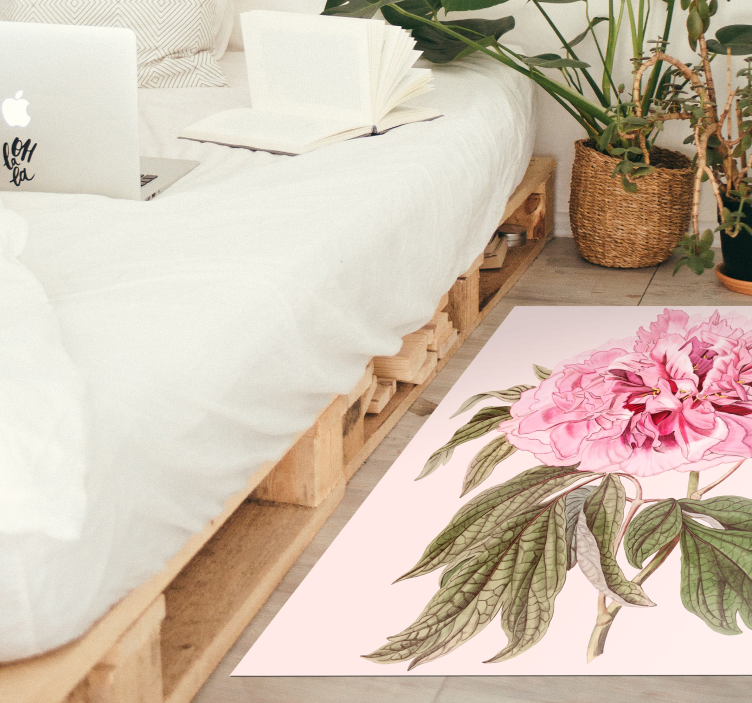 Tapis vinyle plantes fleur de pivoine rose - TenStickers